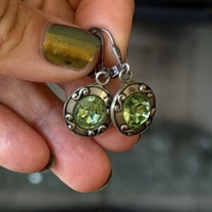 Sterling silver and green peridot French wire earrings from Sundance